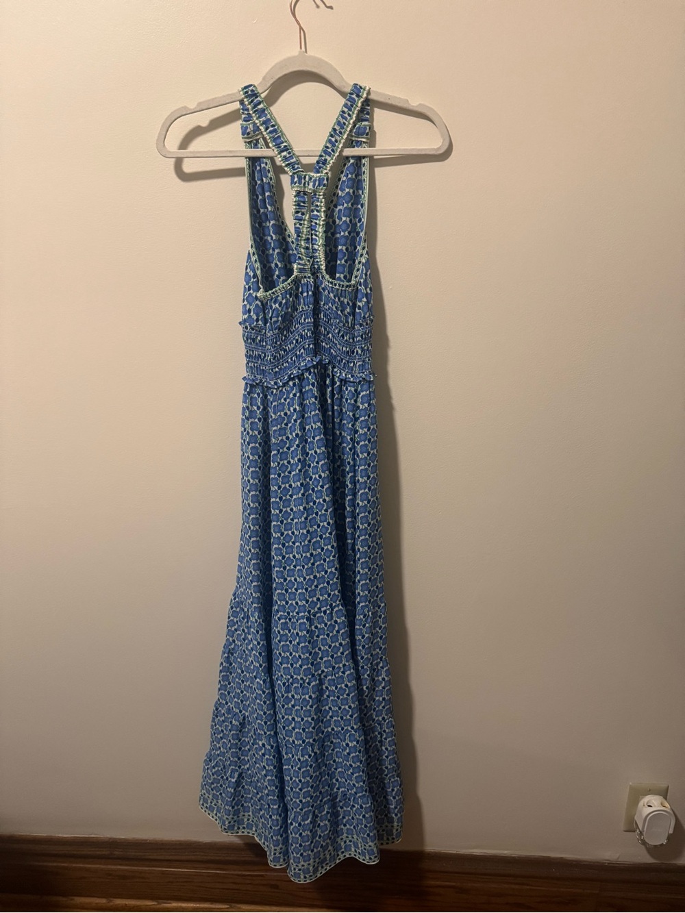 Max Studio Blue Printed Halter Maxi Dress - Picture 4 of 5